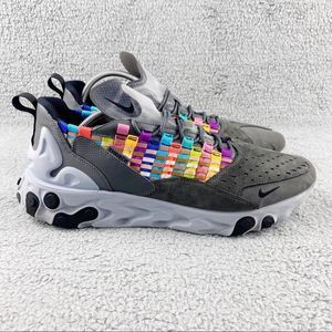 Nike React Sertu Shoes Sneakers Mens 13 Suede Multi Color Grey Woven Lace Up